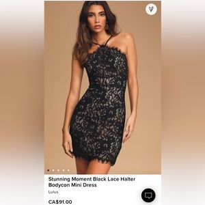 Lulu’s Black Lace Halter Bodycon Dress - size M